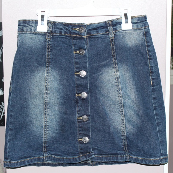 Button Jean Skirt - Picture 1 of 2